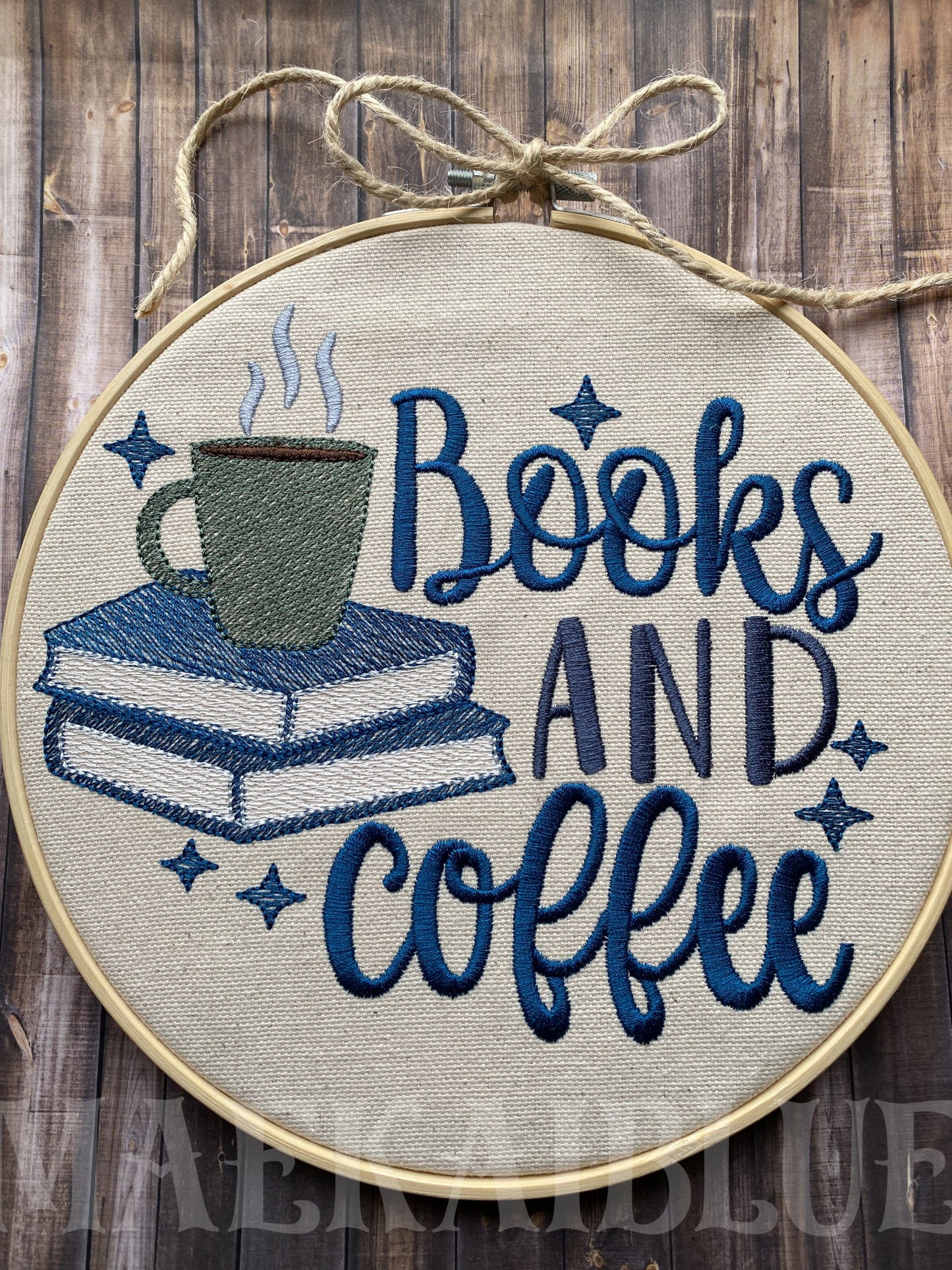Books and Coffee - 3 sizes- Digital Embroidery Design
