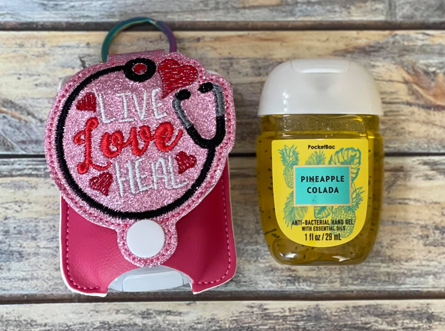 Live Love Heal Applique Fold Over Sanitizer Holder 5x7- DIGITAL Embroidery DESIGN