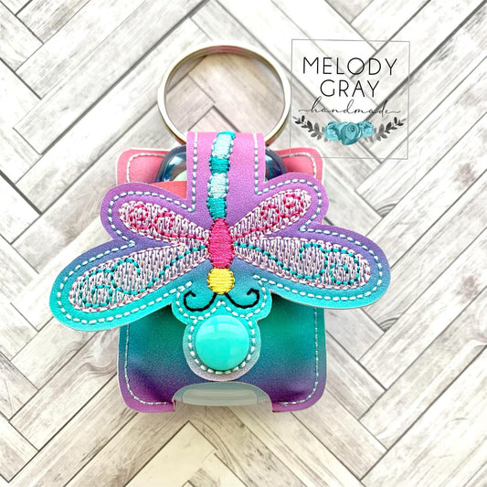 Dragonfly Applique Fold Over Sanitizer Holder 5x7- DIGITAL Embroidery DESIGN