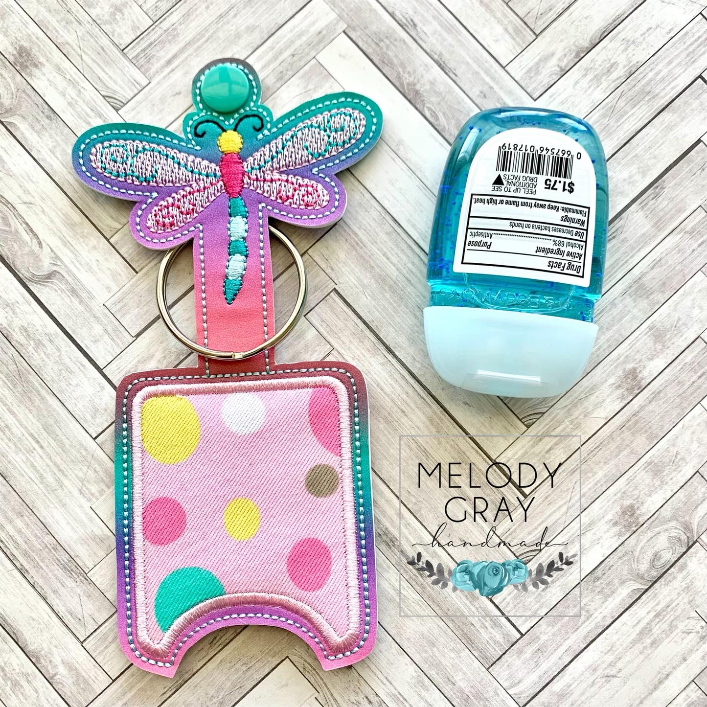 Dragonfly Applique Fold Over Sanitizer Holder 5x7- DIGITAL Embroidery DESIGN