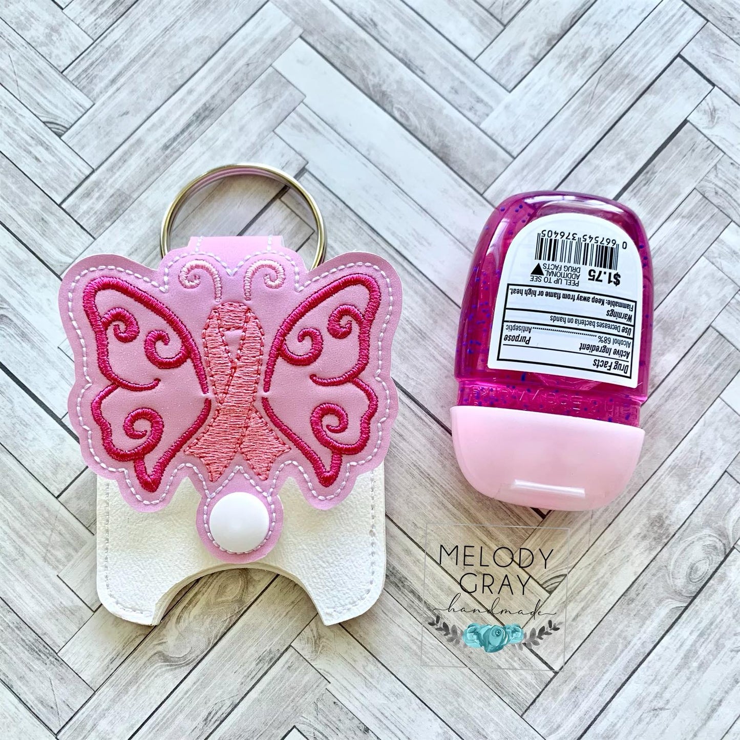 Awareness Butterfly Applique Fold Over Sanitizer Holder 5x7- DIGITAL Embroidery DESIGN