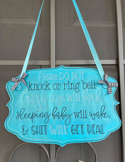 Snarky Door Hanger - 3 sizes - Digital Embroidery Design