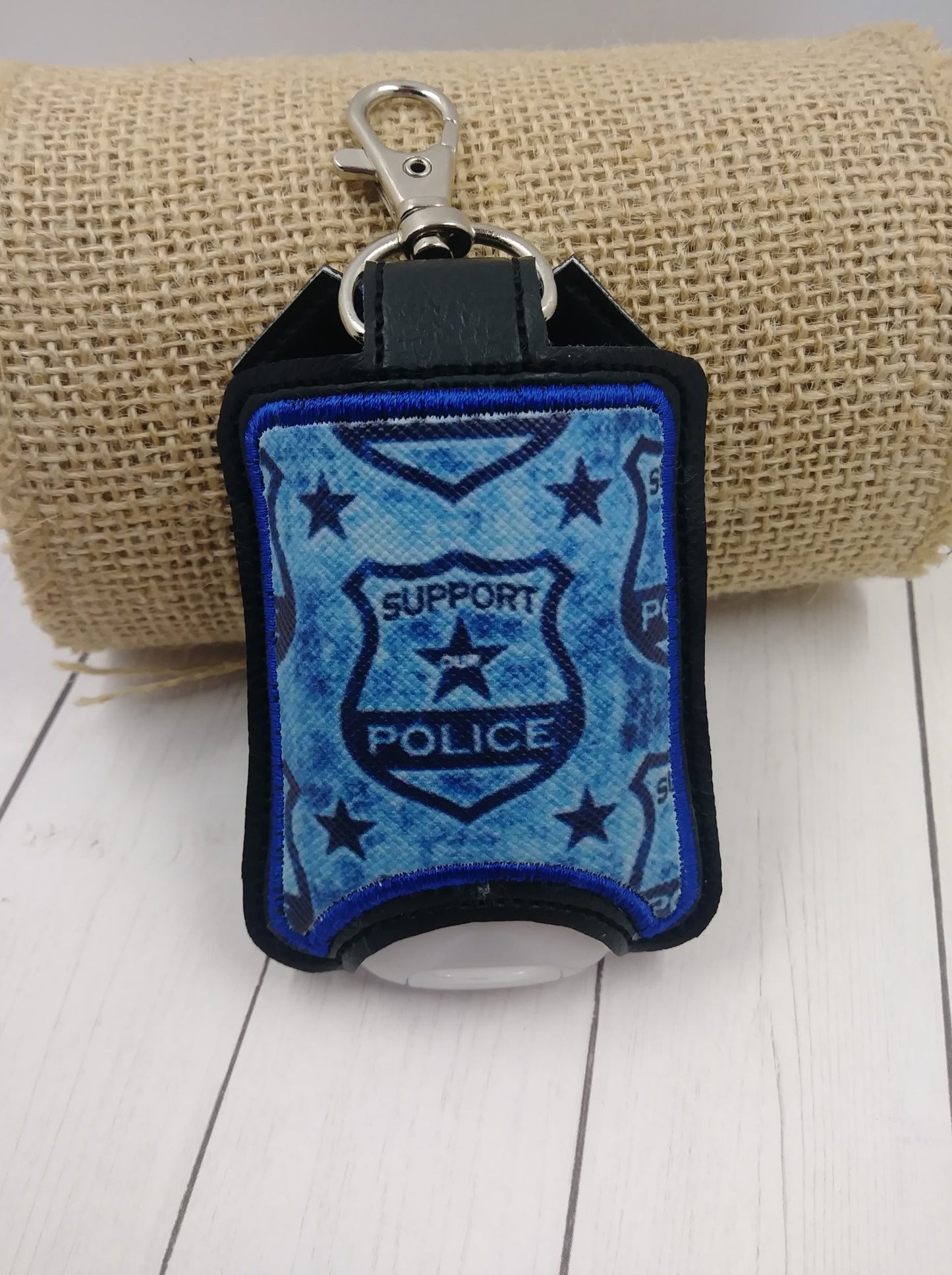 Blue Line Badge Applique Fold Over Sanitizer Holder 5x7- DIGITAL Embroidery DESIGN