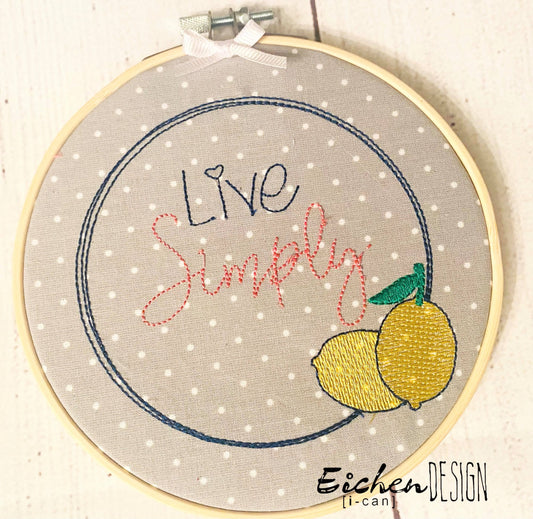 Live Simply - 4 sizes- Digital Embroidery Design