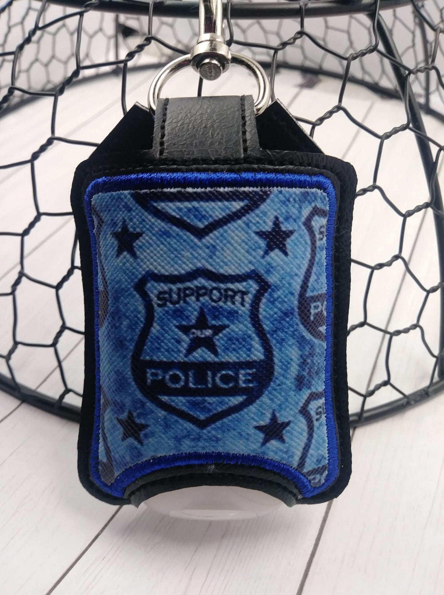 Blue Line Badge Applique Fold Over Sanitizer Holder 5x7- DIGITAL Embroidery DESIGN