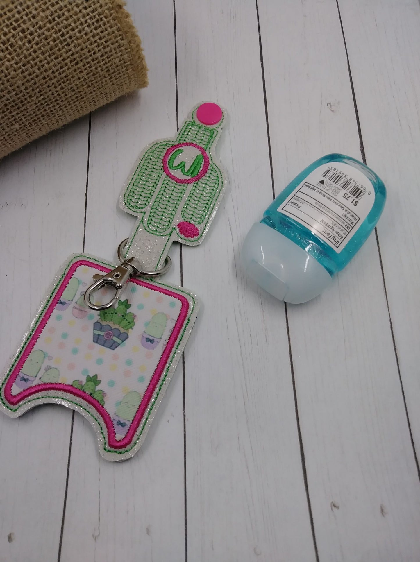 Cactus Monogram Applique Fold Over Sanitizer Holder 5x7- DIGITAL Embroidery DESIGN