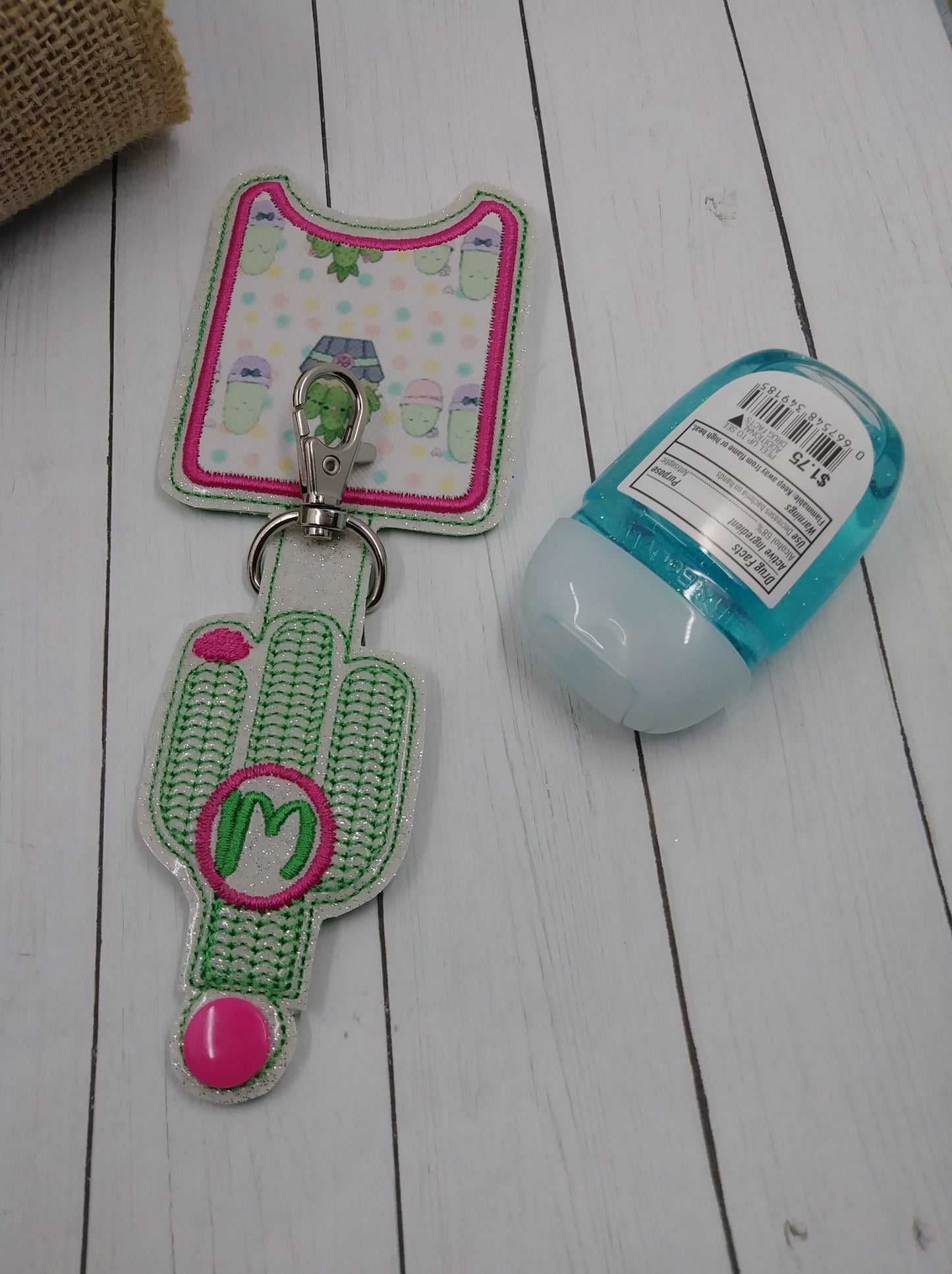 Cactus Monogram Applique Fold Over Sanitizer Holder 5x7- DIGITAL Embroidery DESIGN