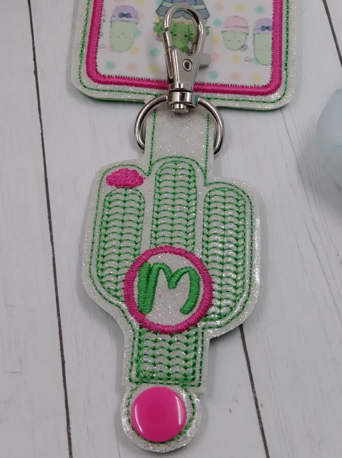 Cactus Monogram Applique Fold Over Sanitizer Holder 5x7- DIGITAL Embroidery DESIGN