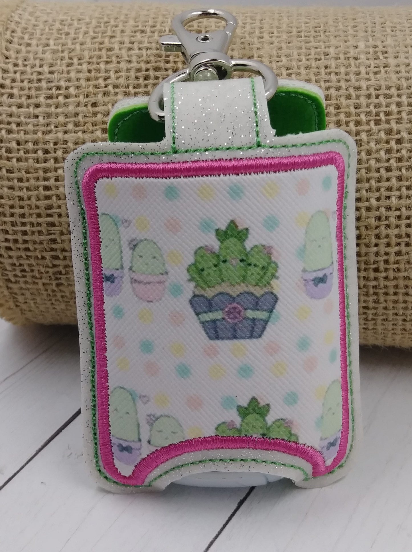 Cactus Monogram Applique Fold Over Sanitizer Holder 5x7- DIGITAL Embroidery DESIGN