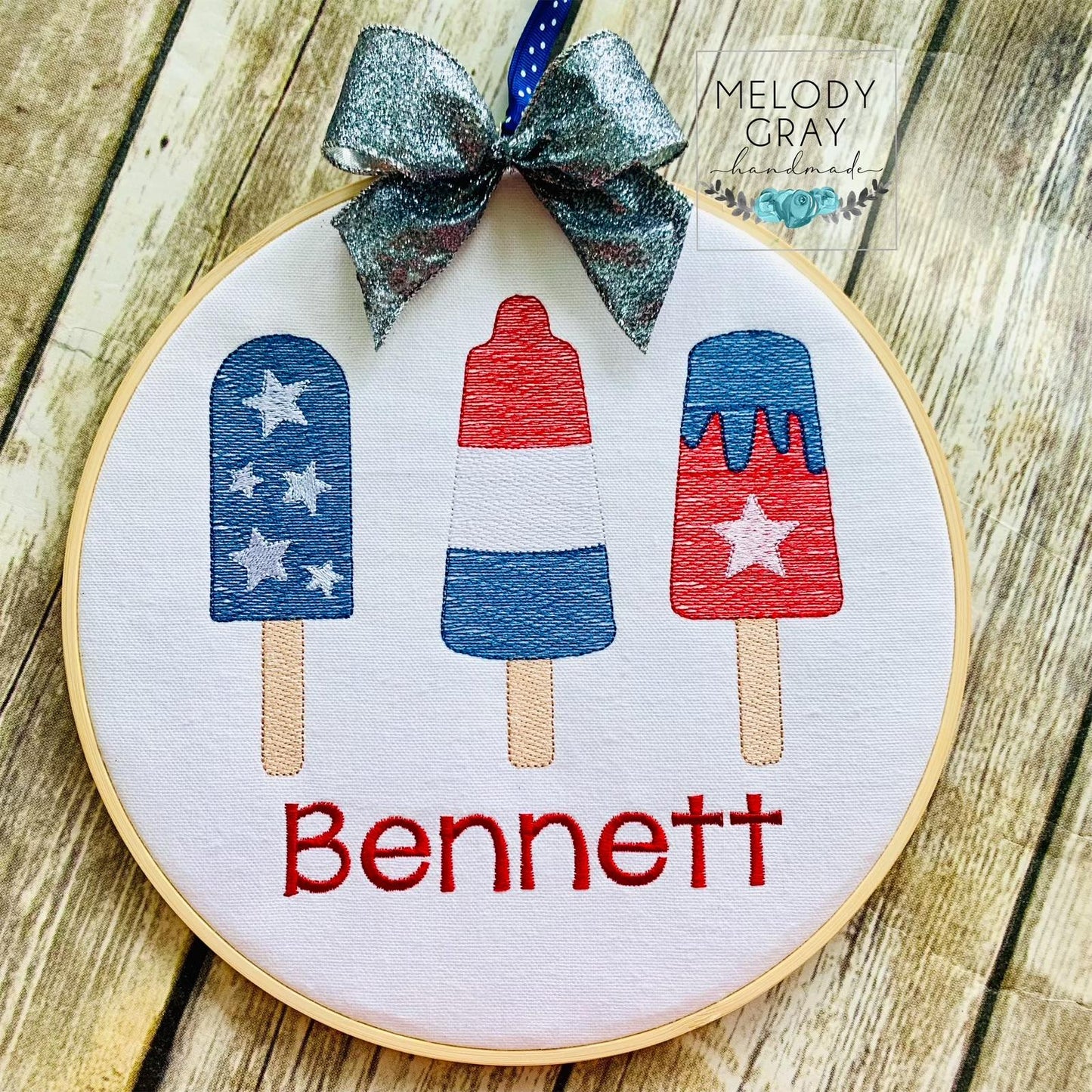 Patriotic Popsicle Sketch - 4 sizes- Digital Embroidery Design