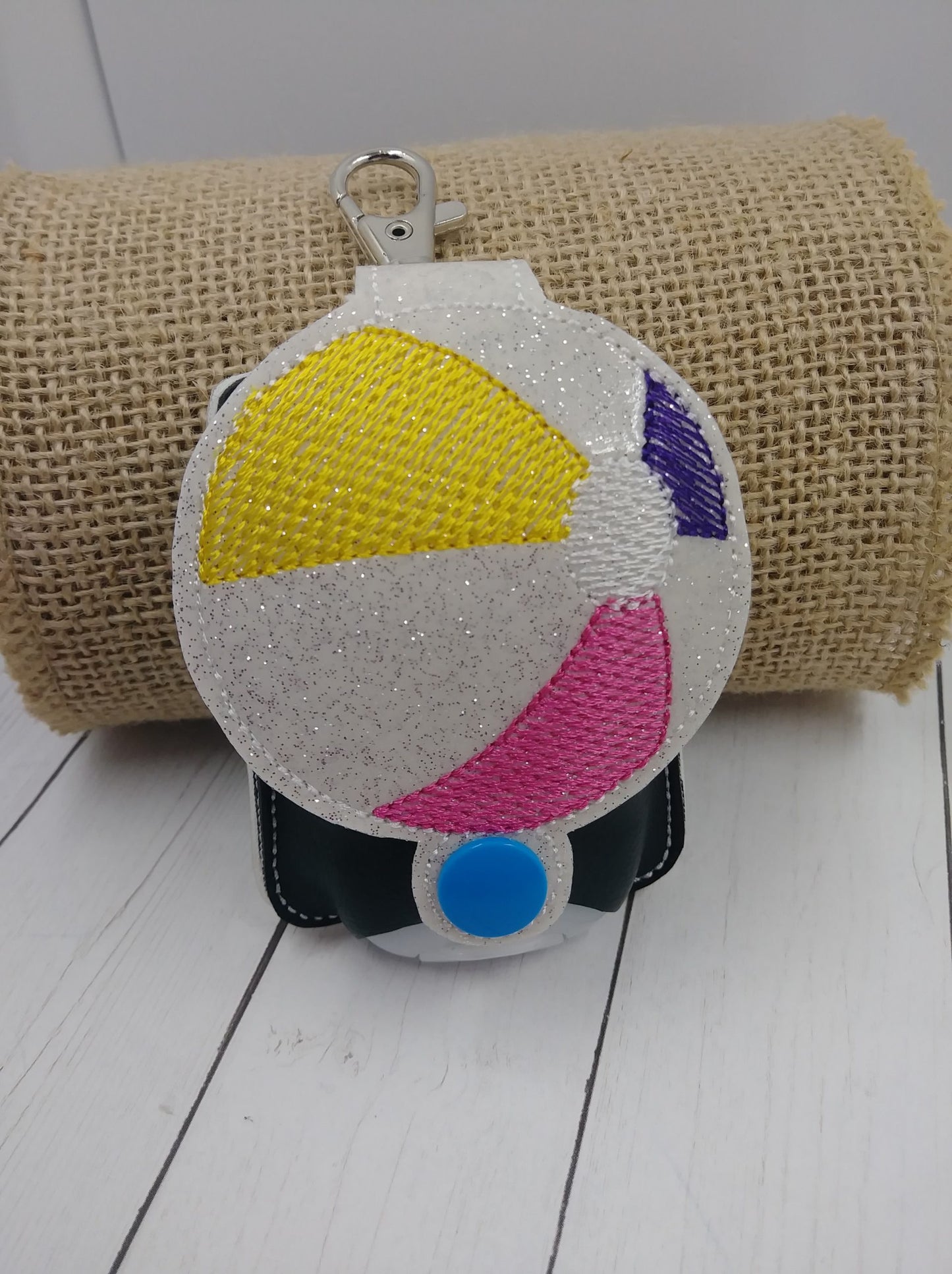 Beach Ball Applique Fold Over Sanitizer Holder 5x7- DIGITAL Embroidery DESIGN