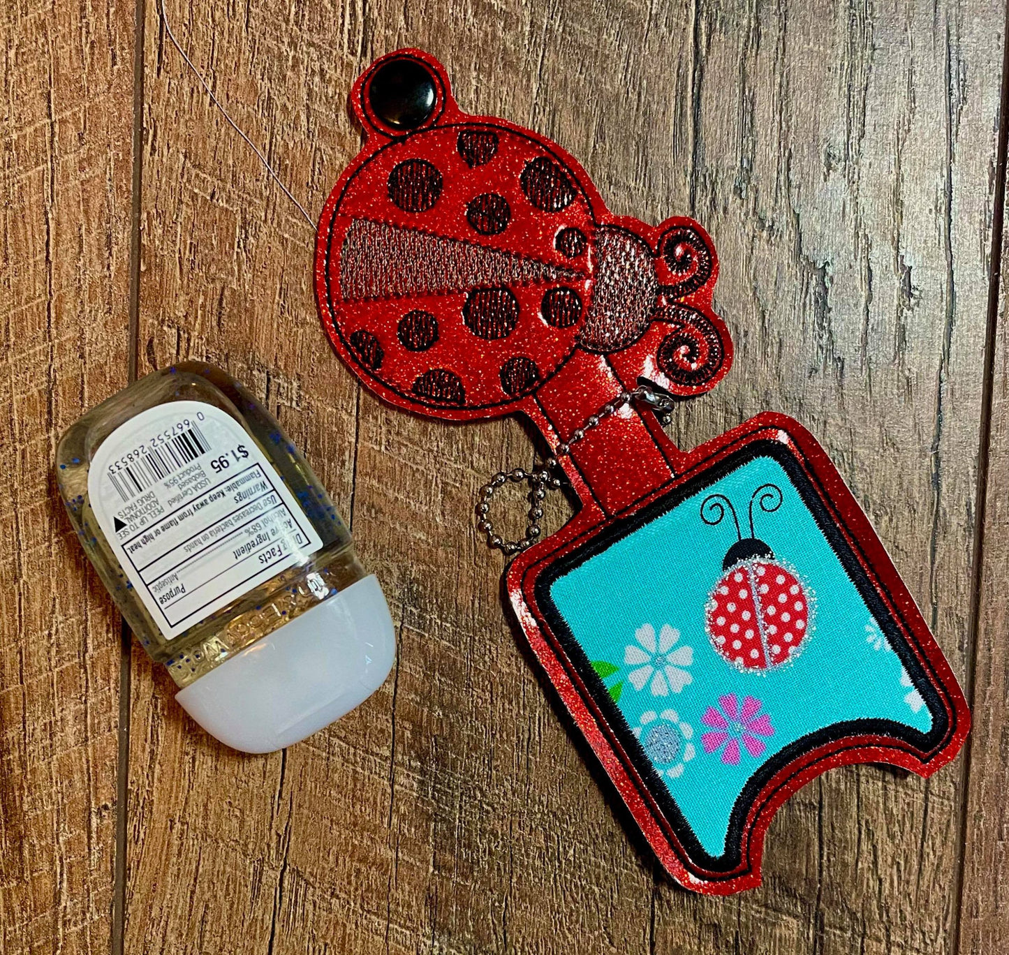 Ladybug Applique Fold Over Sanitizer Holder 5x7- DIGITAL Embroidery DESIGN