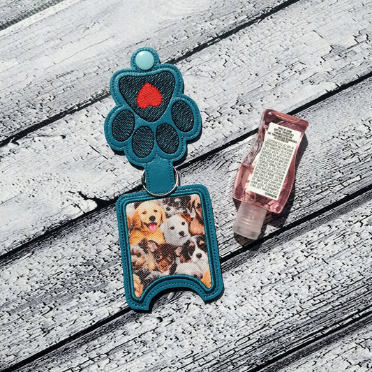Paw Heart Applique Fold Over Sanitizer Holder 5x7- DIGITAL Embroidery DESIGN