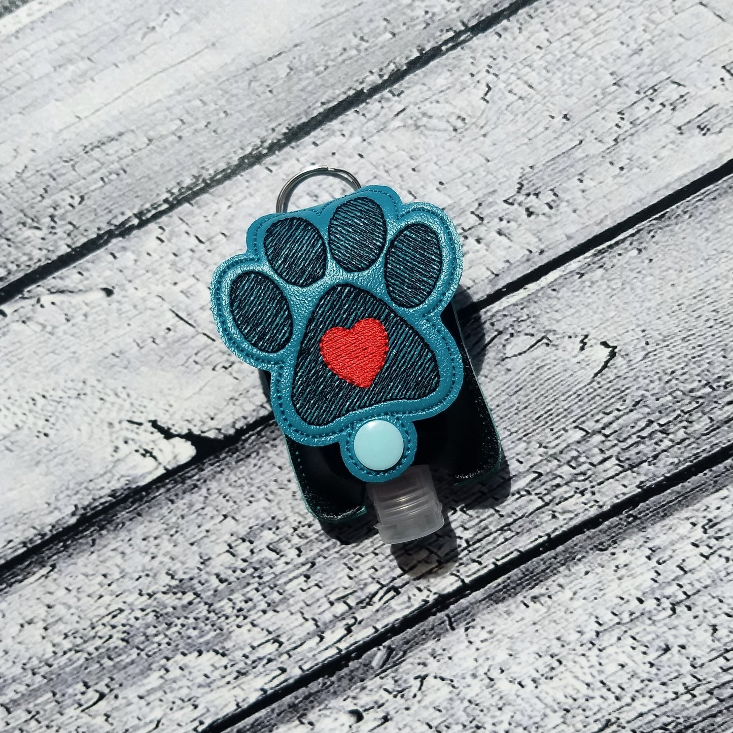 Paw Heart Applique Fold Over Sanitizer Holder 5x7- DIGITAL Embroidery DESIGN