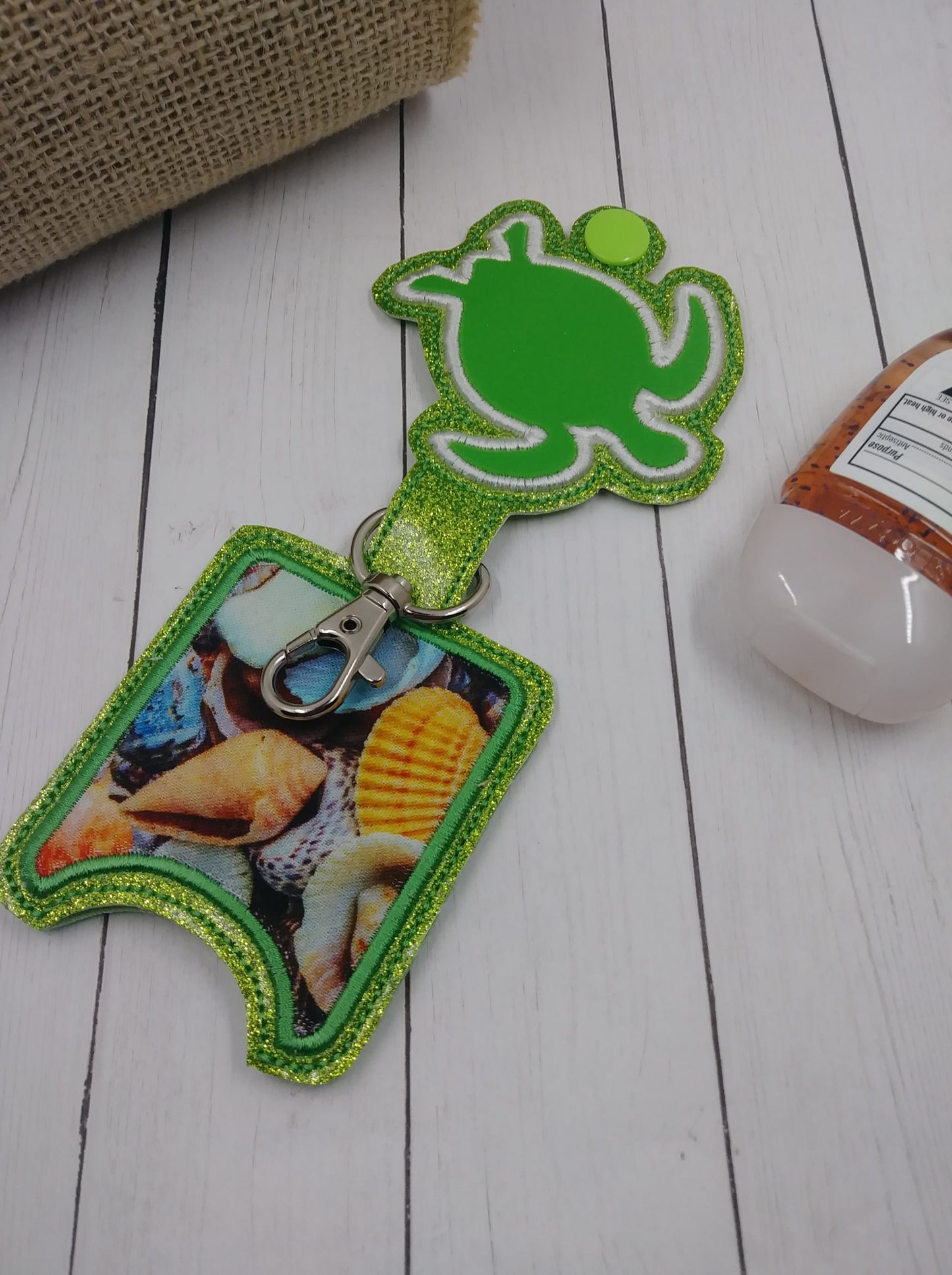Sea Turtle Applique Fold Over Sanitizer Holder 5x7- DIGITAL Embroidery DESIGN