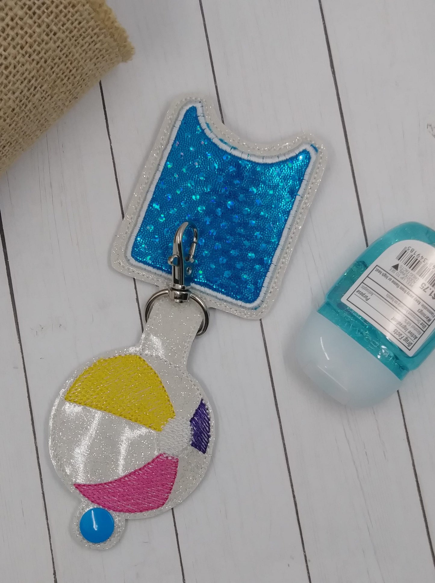 Beach Ball Applique Fold Over Sanitizer Holder 5x7- DIGITAL Embroidery DESIGN