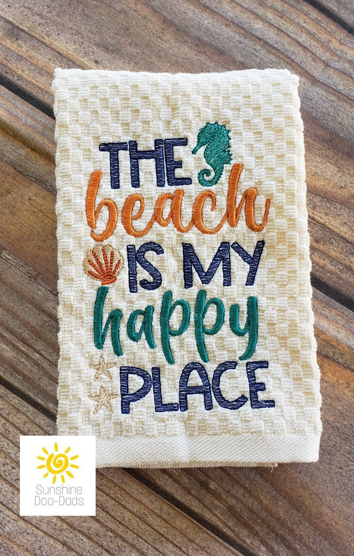 The Beach is My Happy Place - 2 sizes- Digital Embroidery Design