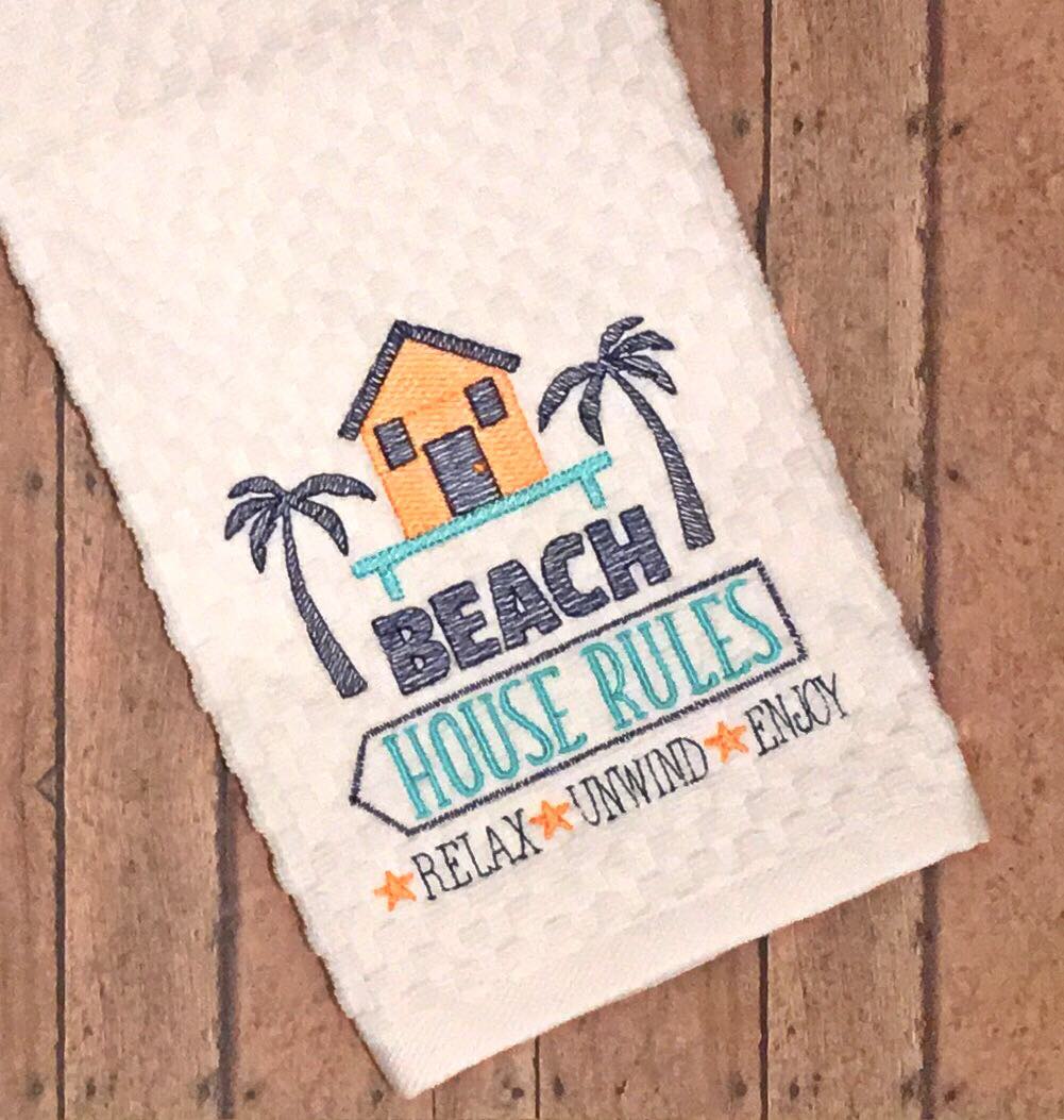 Beach House Rules - 3 sizes- Digital Embroidery Design