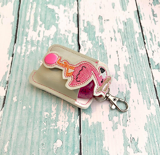 Flamingo Hat Applique Fold Over Sanitizer Holder 5x7- DIGITAL Embroidery DESIGN