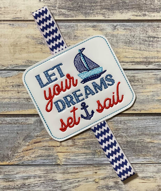Dreams Set Sail Book Band - Embroidery Design, Digital File