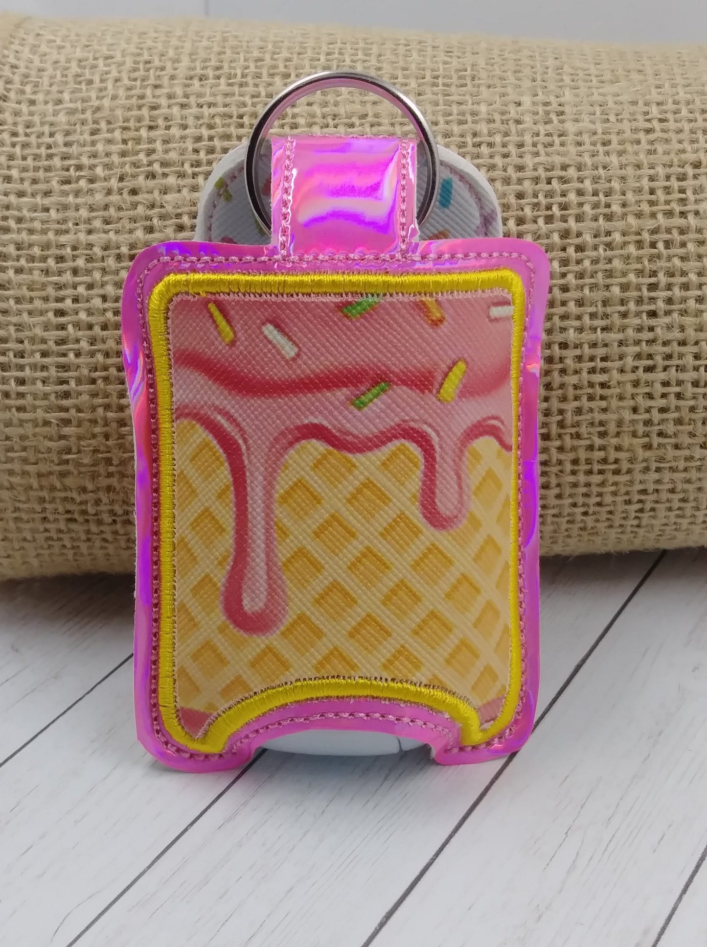 Ice Cream Applique Fold Over Sanitizer Holder 5x7- DIGITAL Embroidery DESIGN
