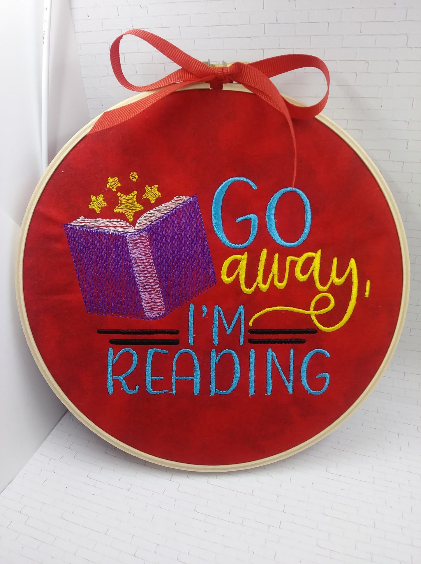 Go Away I'm Reading - 3 sizes- Digital Embroidery Design