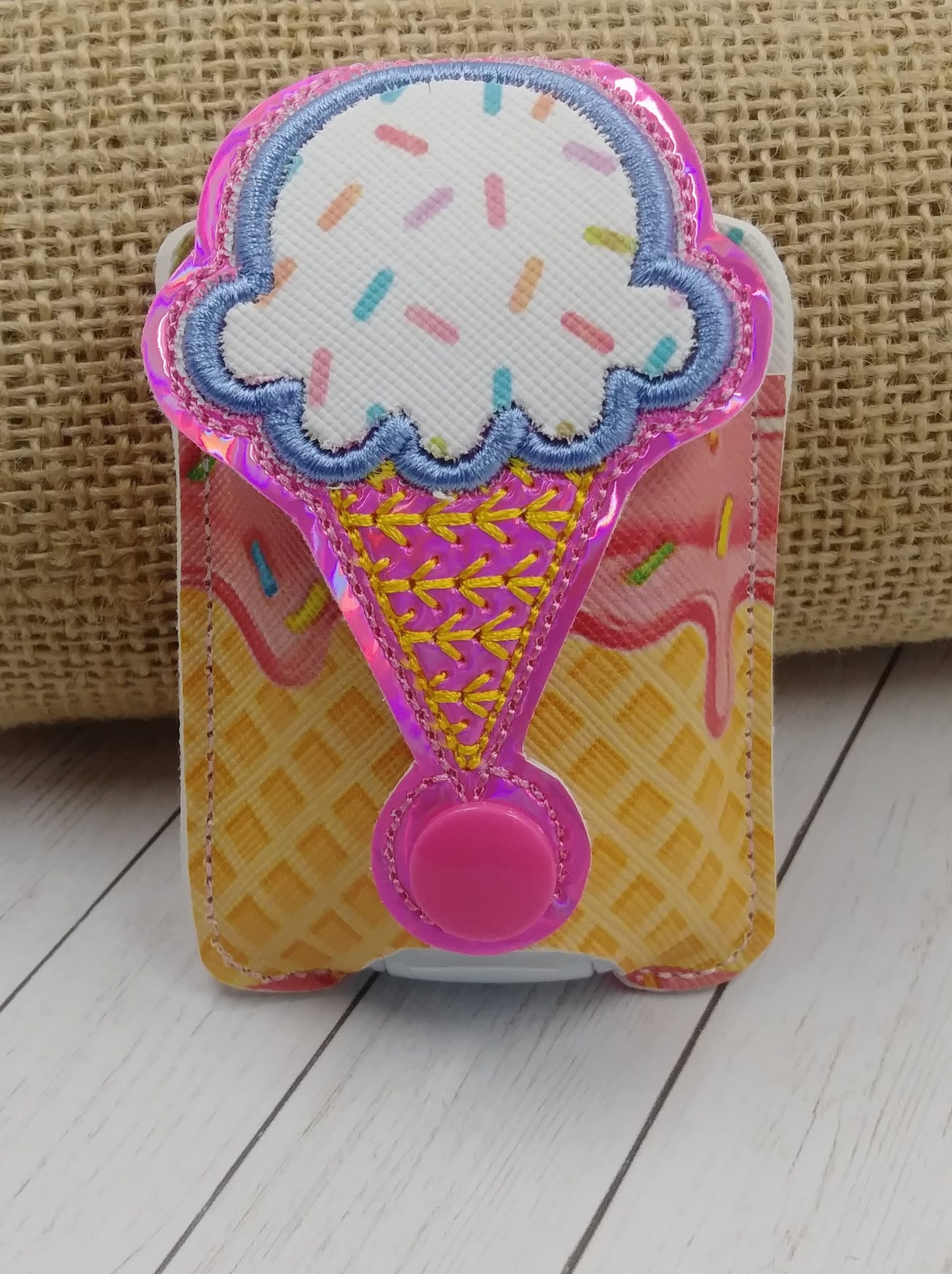 Ice Cream Applique Fold Over Sanitizer Holder 5x7- DIGITAL Embroidery DESIGN