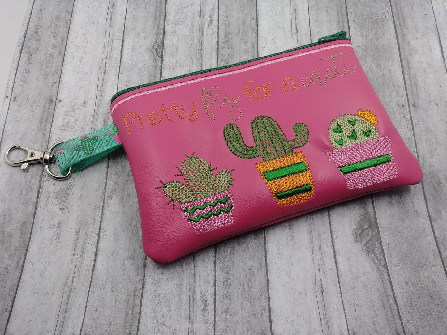 Pretty Fly For a Cacti Zipper Bag - 2 sizes - Digital Embroidery Design