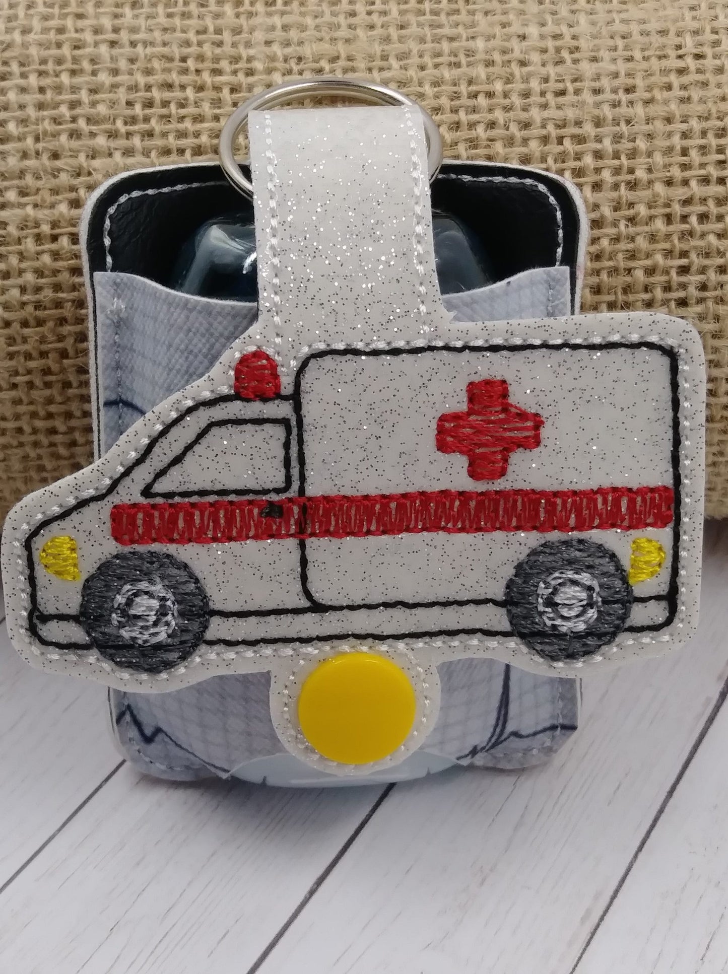 Ambulance Applique Fold Over Sanitizer Holder 5x7- DIGITAL Embroidery DESIGN