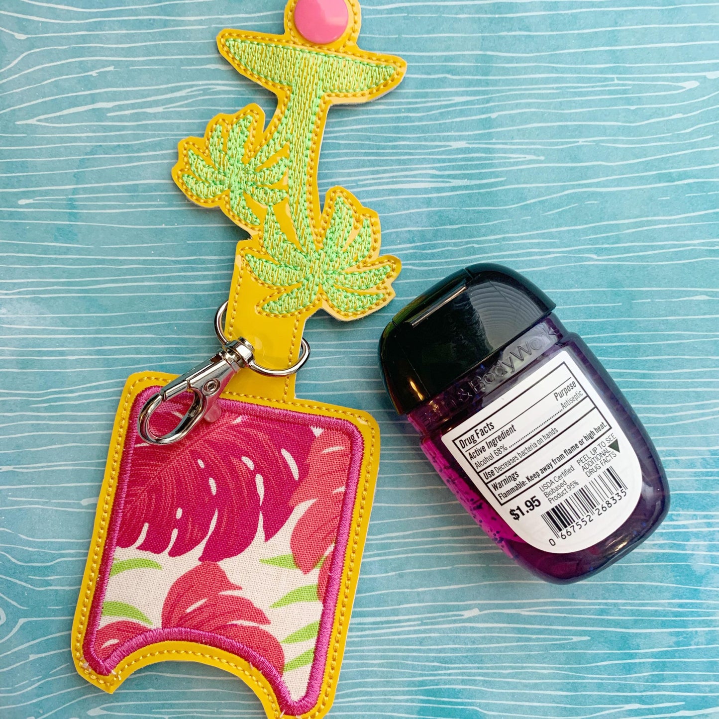 Palm Tree Sketch Applique Fold Over Sanitizer Holder 5x7- DIGITAL Embroidery DESIGN