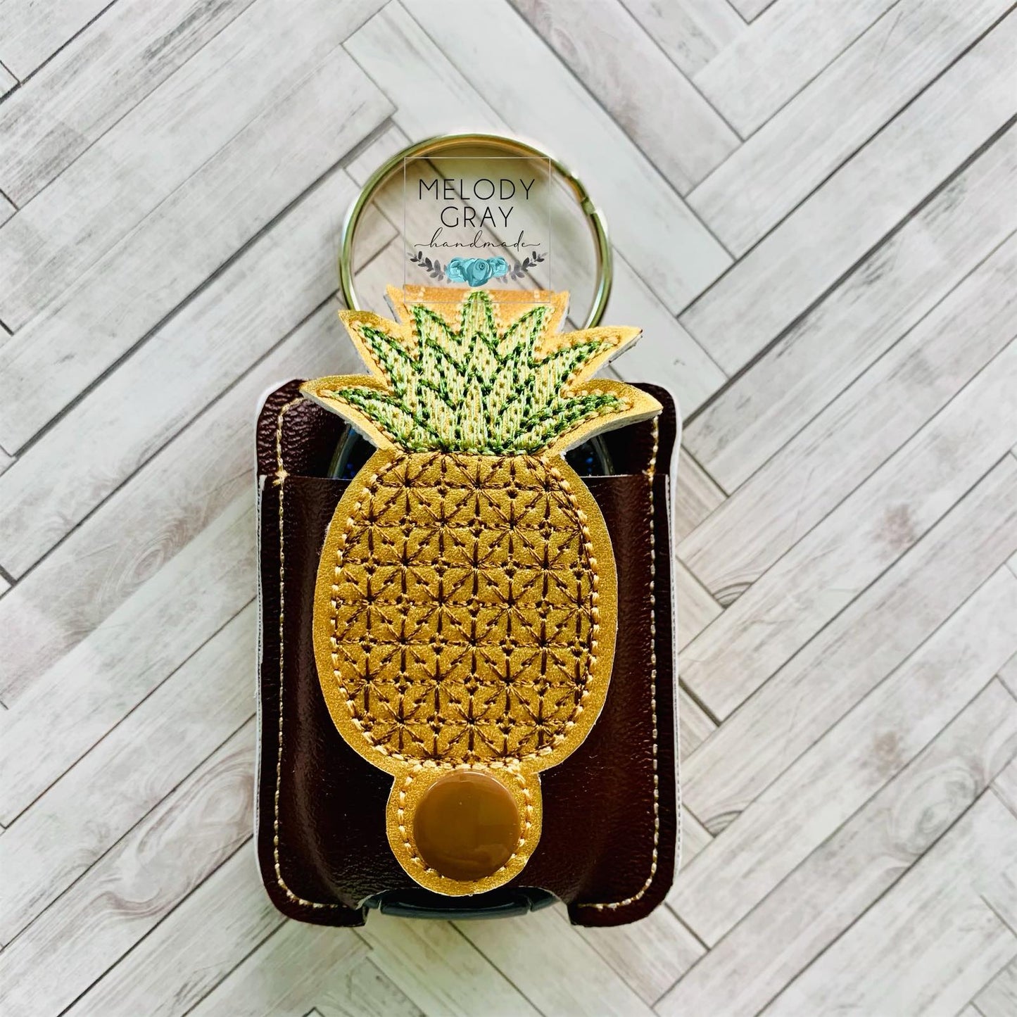 Pineapple Applique Fold Over Sanitizer Holder 5x7- DIGITAL Embroidery DESIGN