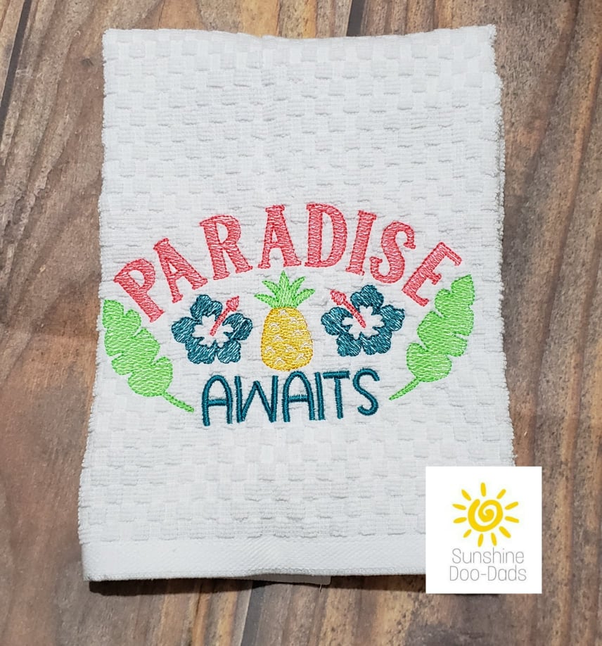Paradise Awaits - 3 sizes- Digital Embroidery Design