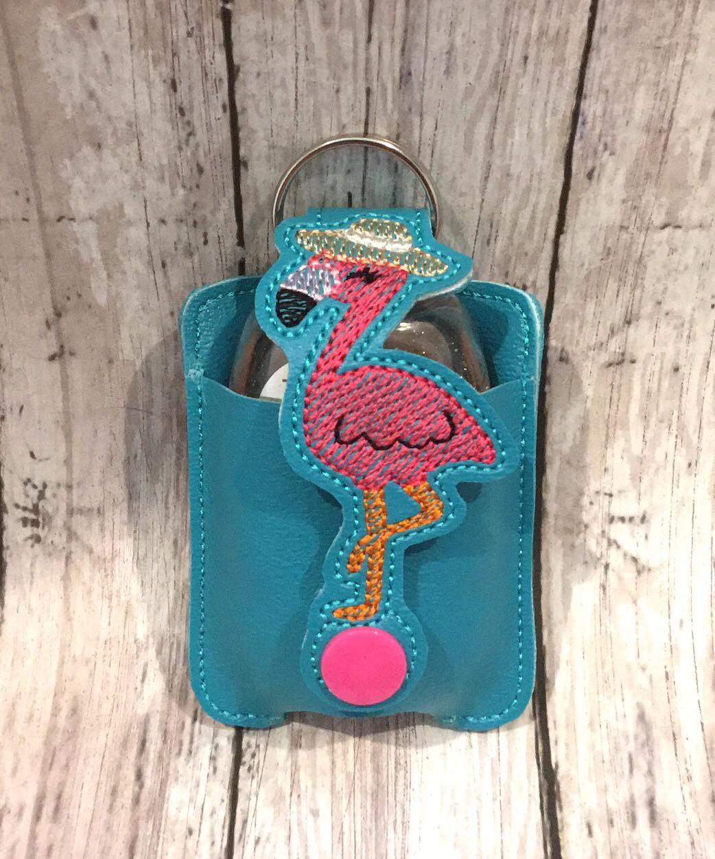 Flamingo Hat Applique Fold Over Sanitizer Holder 5x7- DIGITAL Embroidery DESIGN