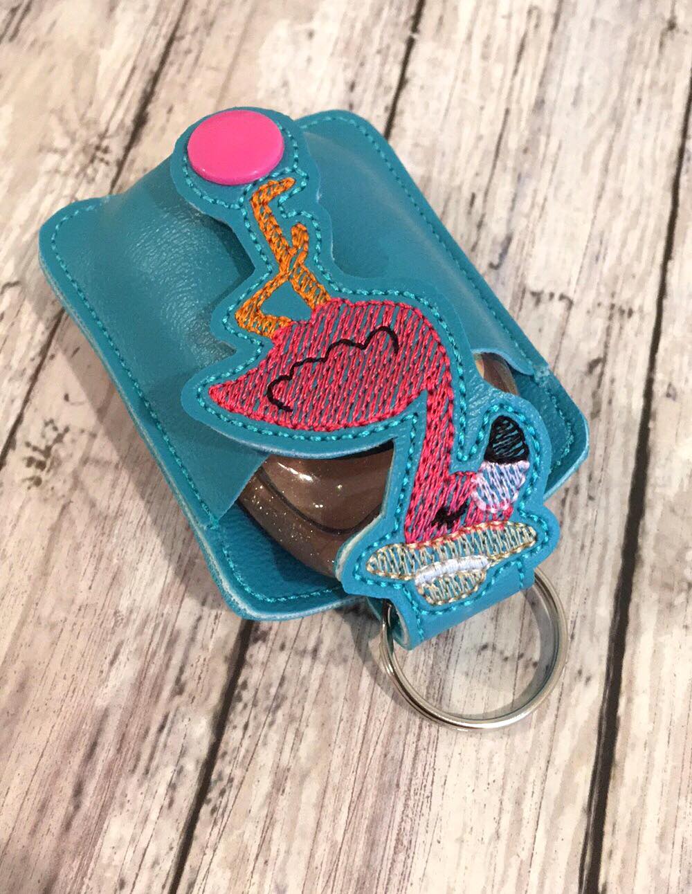 Flamingo Hat Applique Fold Over Sanitizer Holder 5x7- DIGITAL Embroidery DESIGN