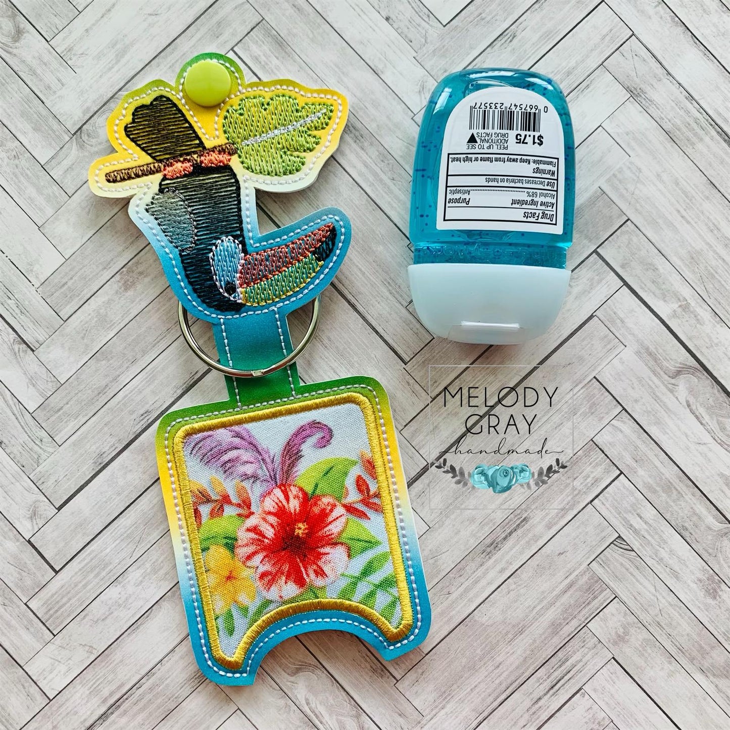 Toucan Sketch Applique Fold Over Sanitizer Holder 5x7- DIGITAL Embroidery DESIGN