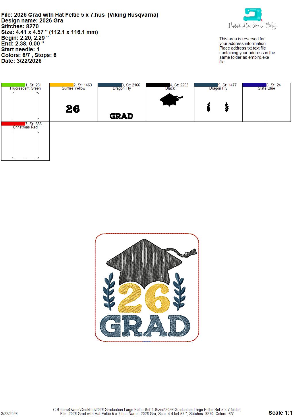 Graduation - Class of 2026 Feltie - Wreath Set - 4 x 4, 5 x 7, 6 x 10 and 8 x 12 Included - DIGITAL Embroidery Design