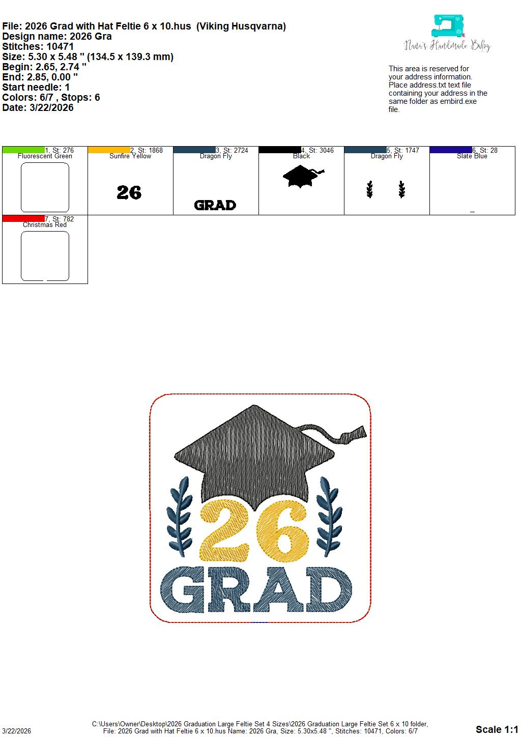 Graduation - Class of 2026 Feltie - Wreath Set - 4 x 4, 5 x 7, 6 x 10 and 8 x 12 Included - DIGITAL Embroidery Design
