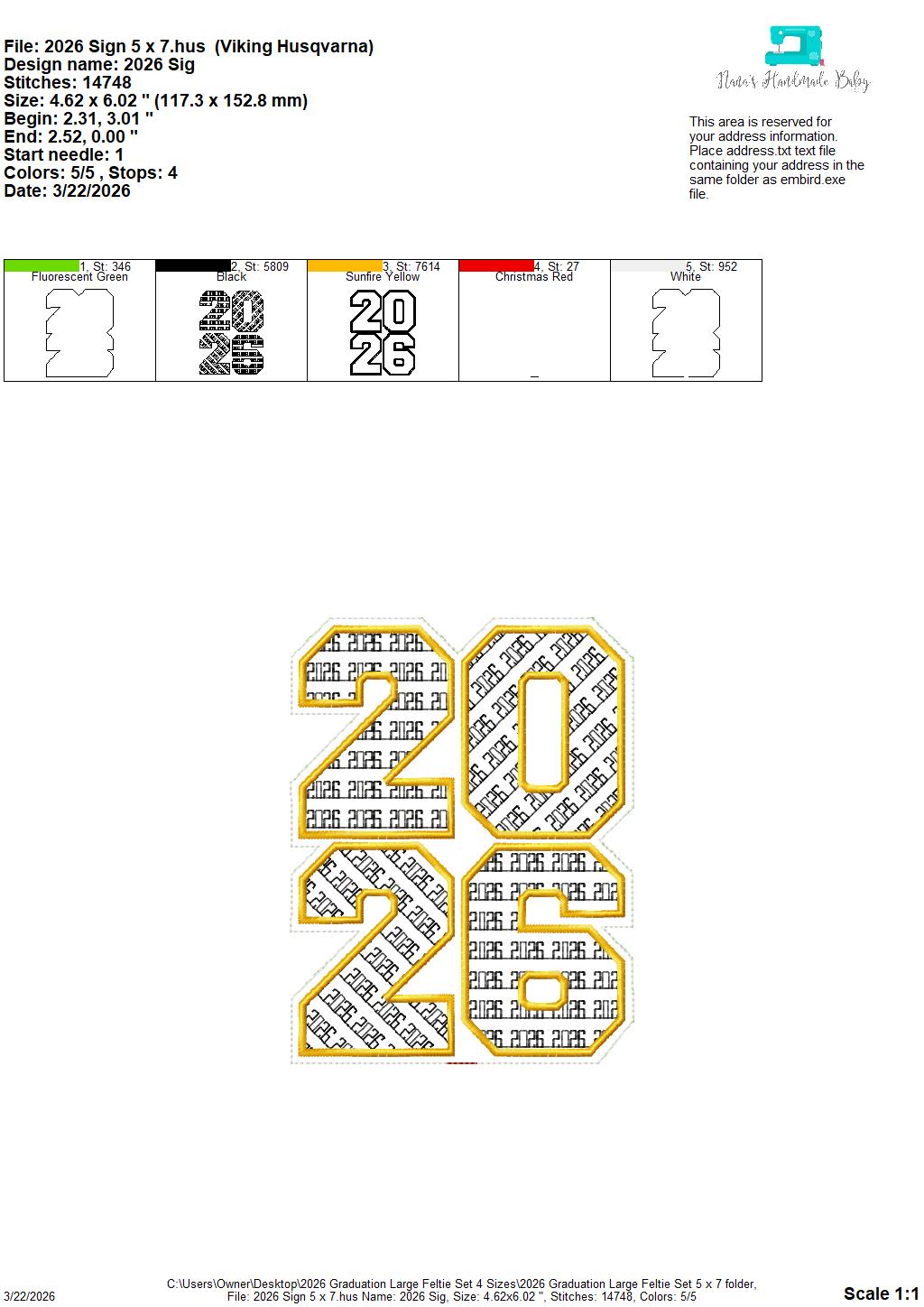 Graduation - Class of 2026 Feltie - Wreath Set - 4 x 4, 5 x 7, 6 x 10 and 8 x 12 Included - DIGITAL Embroidery Design