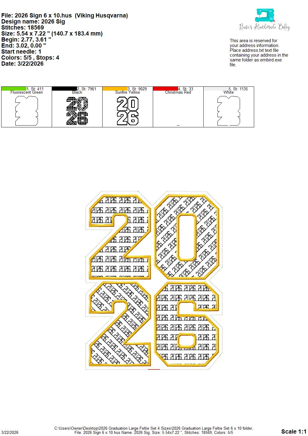 Graduation - Class of 2026 Feltie - Wreath Set - 4 x 4, 5 x 7, 6 x 10 and 8 x 12 Included - DIGITAL Embroidery Design