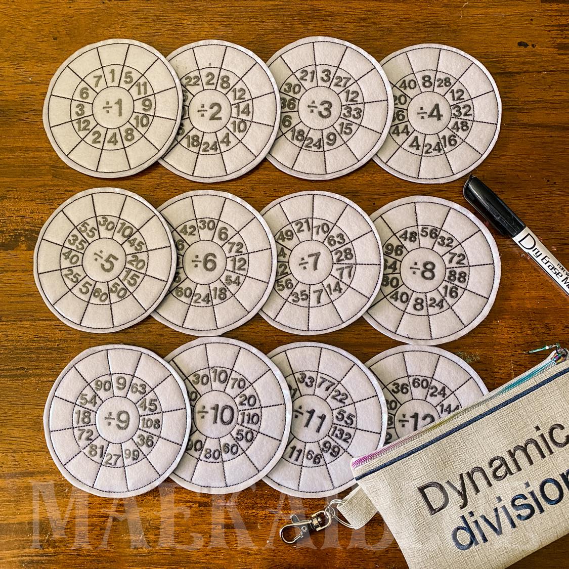 Dynamic Division Set with zipper bag - Digital Embroidery Design