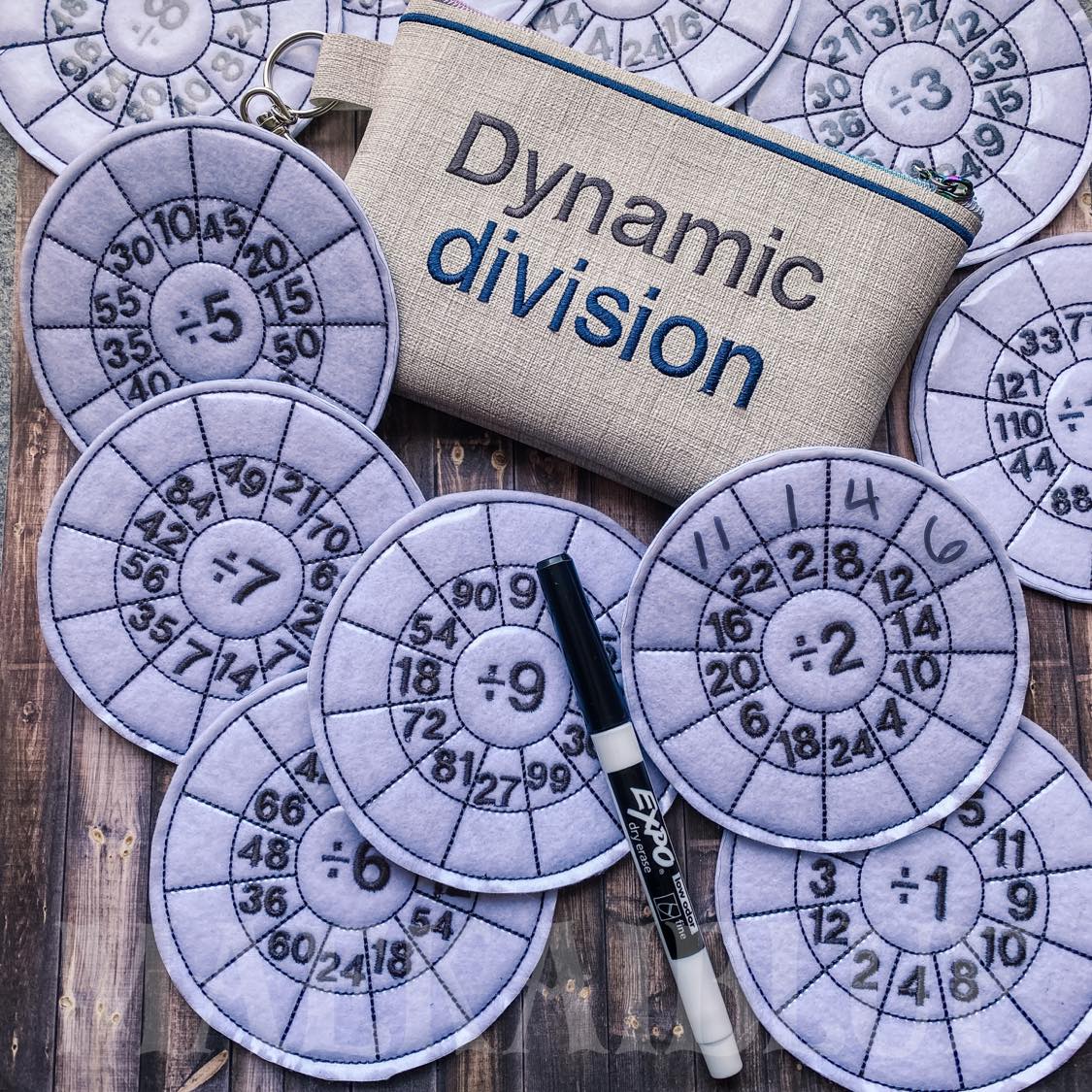 Dynamic Division Set with zipper bag - Digital Embroidery Design