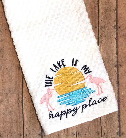 Lake is my Happy Place - 3 sizes- Digital Embroidery Design