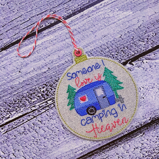 Camping in Heaven Ornament - Digital Embroidery Design