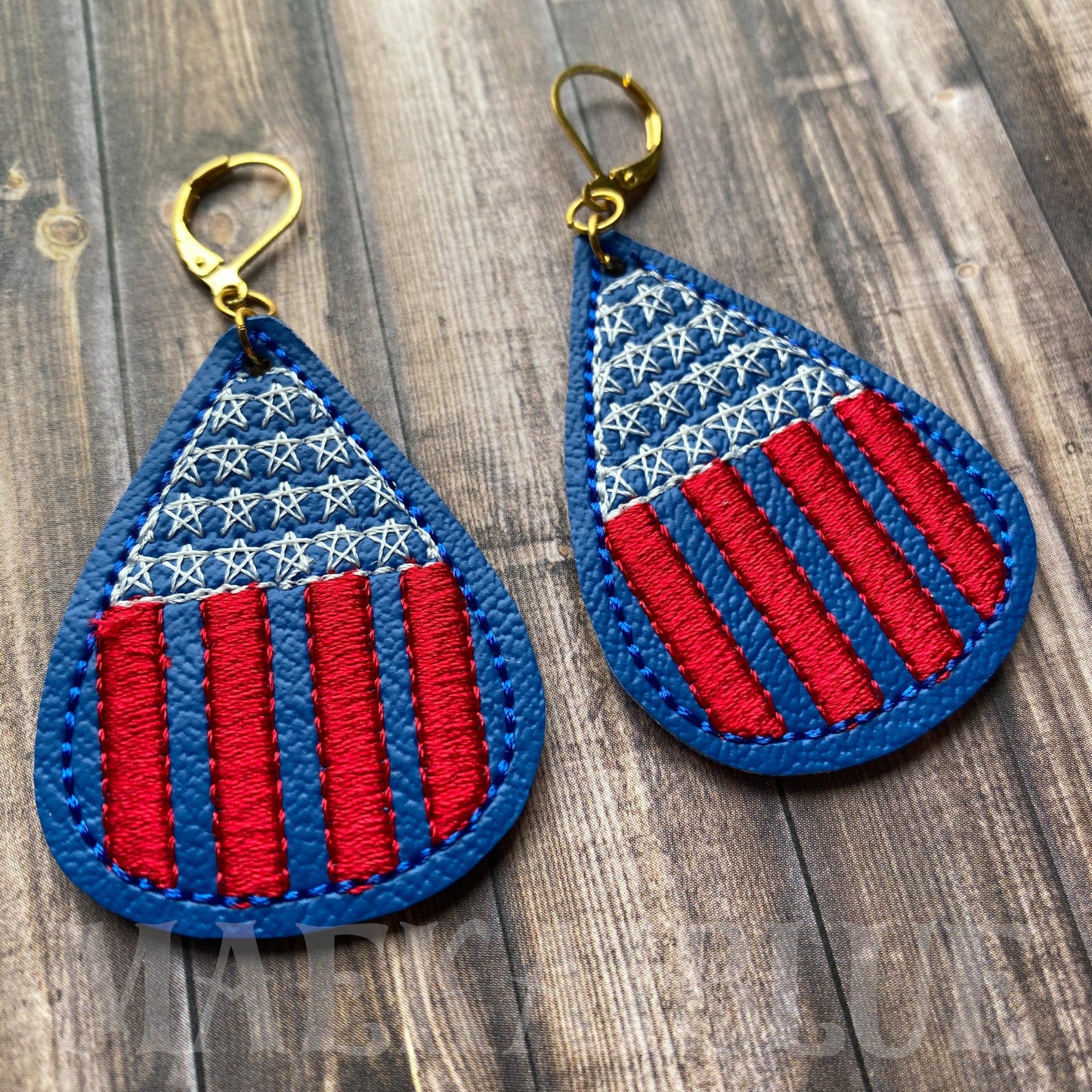 Stars and Stripes Earrings - 2 Sizes - Digital Embroidery Design