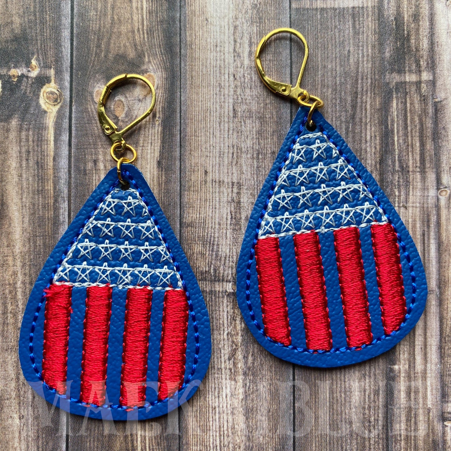 Stars and Stripes Earrings - 2 Sizes - Digital Embroidery Design