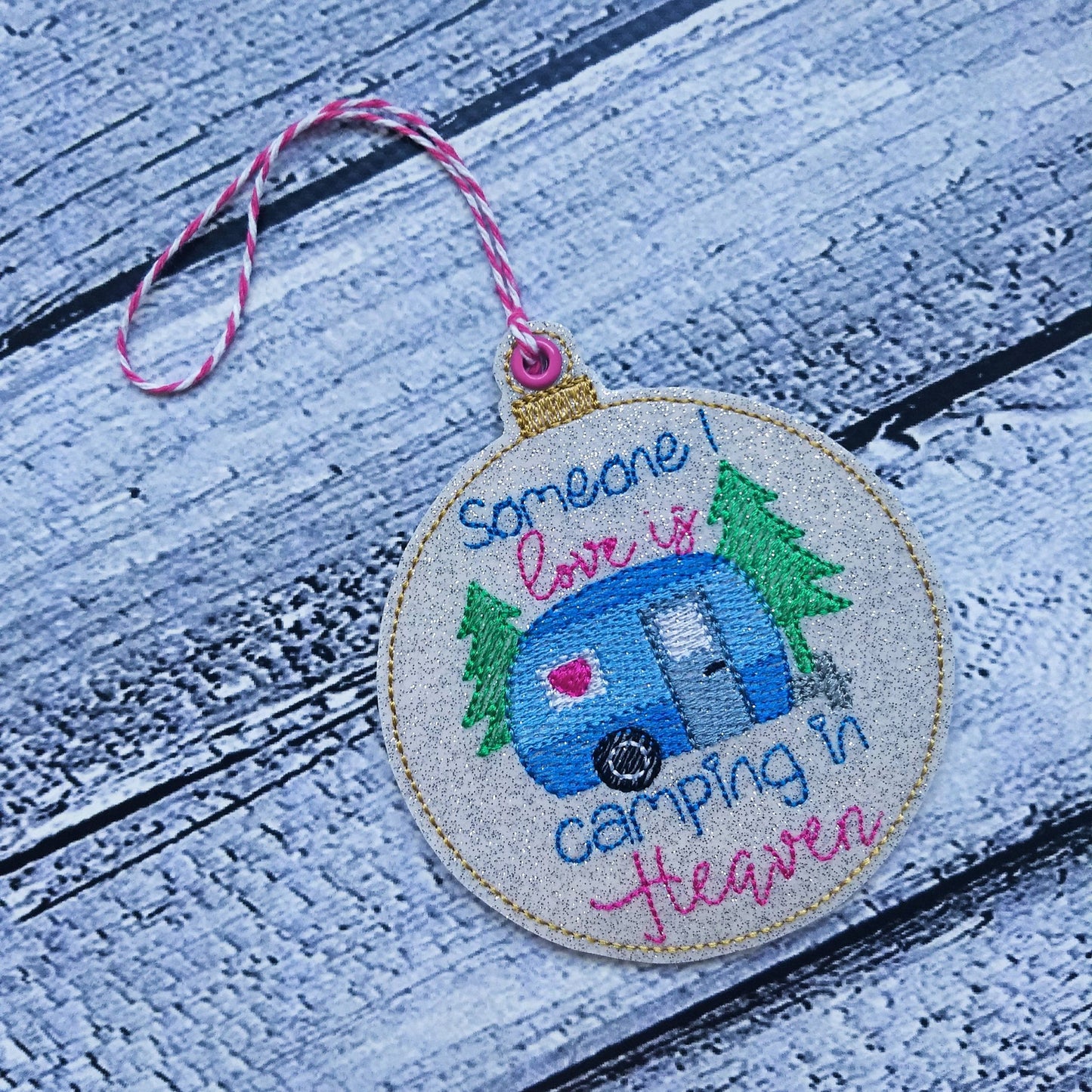 Camping in Heaven Ornament - Digital Embroidery Design