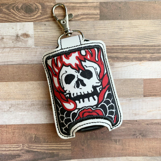 Skull Applique Fold Over Sanitizer Holder 5x7- DIGITAL Embroidery DESIGN