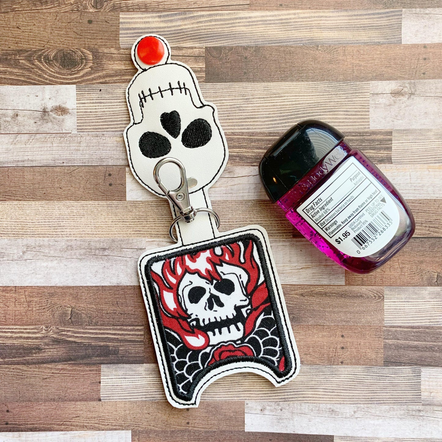 Skull Applique Fold Over Sanitizer Holder 5x7- DIGITAL Embroidery DESIGN