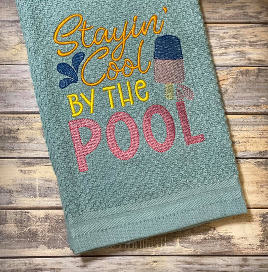 Stayin' Cool by the Pool - 3 sizes- Digital Embroidery Design