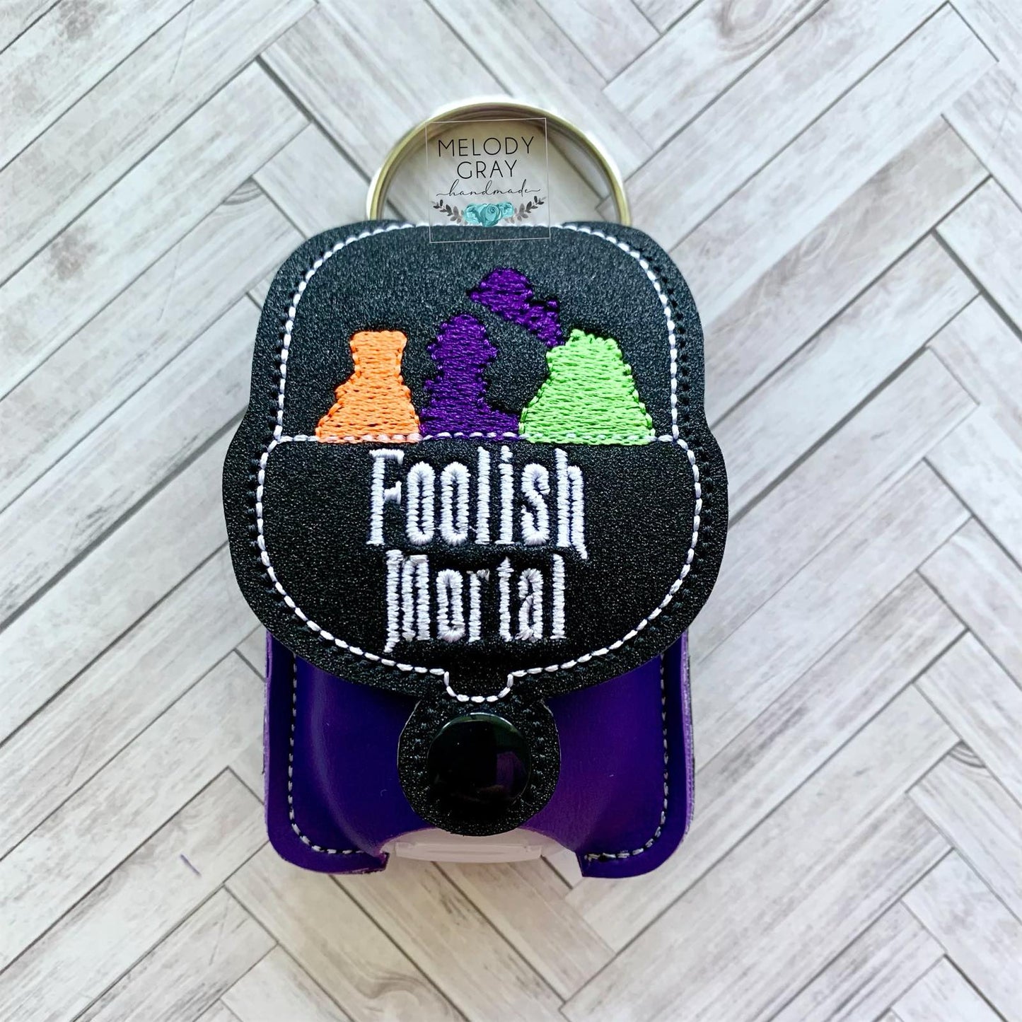 Foolish Mortal Applique Fold Over Sanitizer Holder 5x7- DIGITAL Embroidery DESIGN